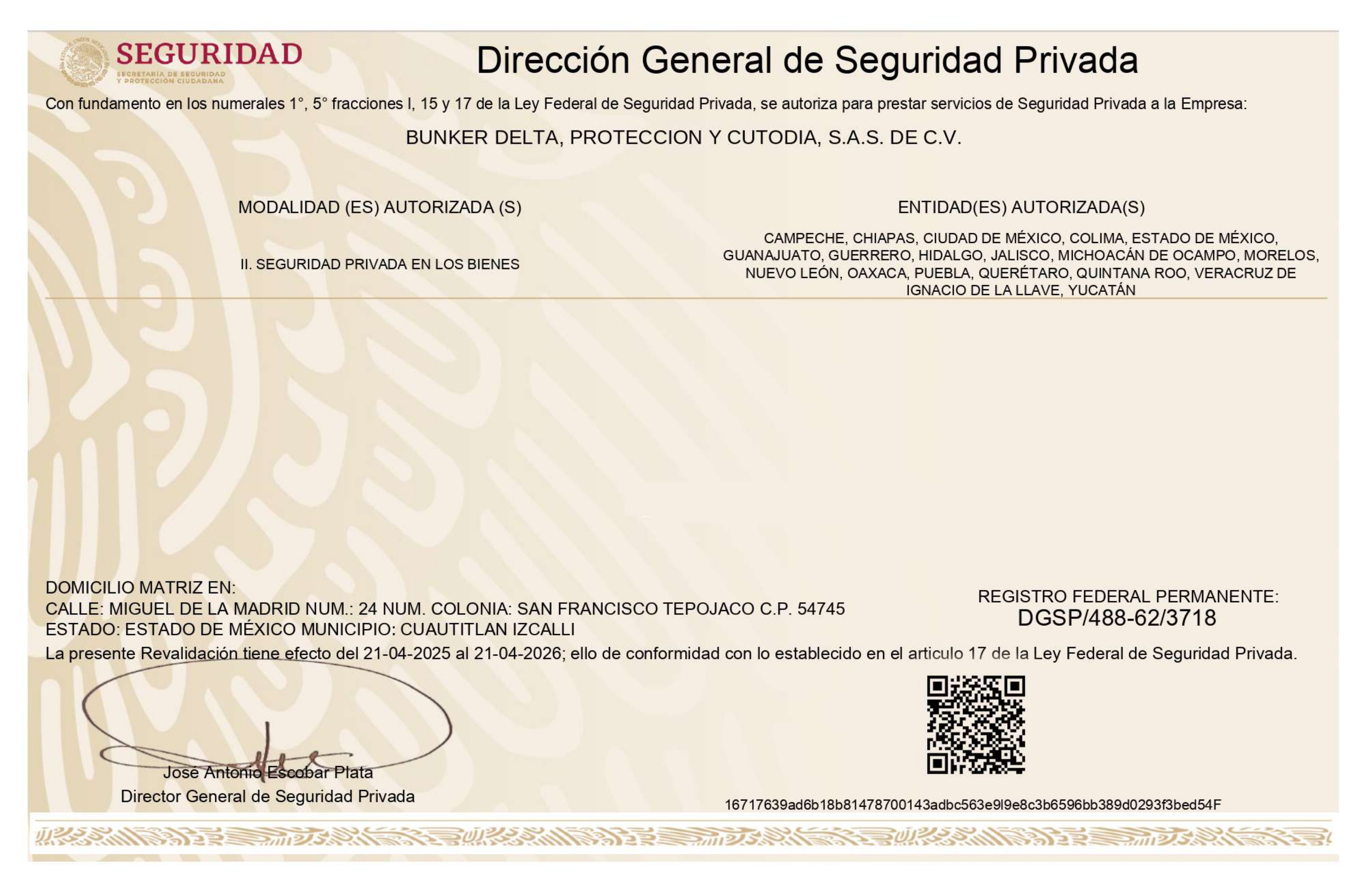 Permiso Federal Búnker Delta